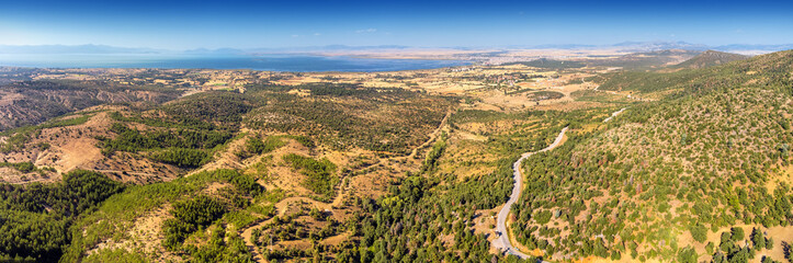 Fototapeta na wymiar Aerial view of Besehir lake and national park in Turkey. Natural landscape and wildlife reserve