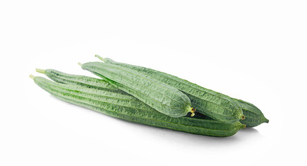 fresh angled Loofah on a white background,isolated