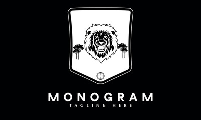 Lion hunting season logo abstract monogram vector