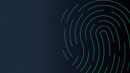 Cyber circle security fingerprint on dark green abstract background. Fingerprint future security technology concept. Suitable for graphic purposes.
