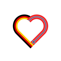 unity concept. heart ribbon icon of germany and norway flags. PNG