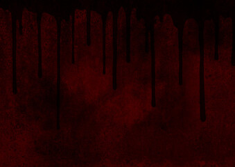 地獄・恐怖,・不気味な血が流れる古い赤い壁のイラスト