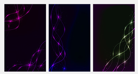 set of abstract neon backgrounds