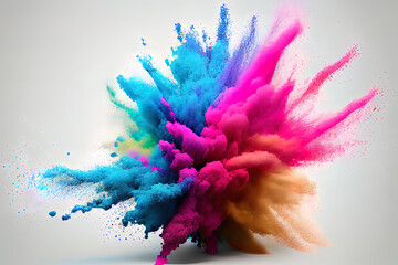 Obraz premium Colored powder explosion on white background. Generative Ai
