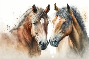 Obraz premium Portrait of two horses