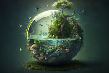 World environment and earth day concept with globe and eco friendly enviroment