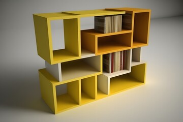 bookshelf modern created using AI Generative Technology