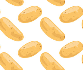 Whole unpeeled potatoes. Seamless pattern in vector. Isolated objects. Suitable for printing, prints and backgrounds. Food image.