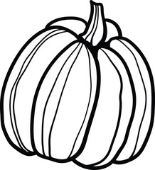 Pumpkin outline drawing. Autumn illustration. Fall clipart. Halloween. Thanksgiving. Line art