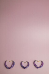 Dried purple tulip petals hearts