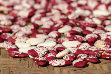 Double beans or lima beans kept for sundry. Organic agriculture products grown and stored on home gardens