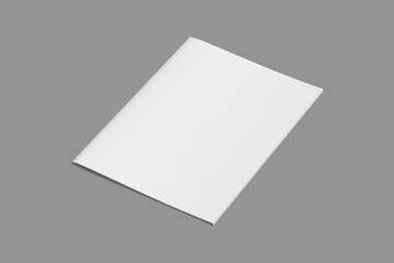 White blank brochure template on gray background. Brochure, booklet for the presentation of the cover of the report.3d rendering.
