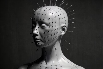 Acupuncture needles on a woman. Generative AI Technology