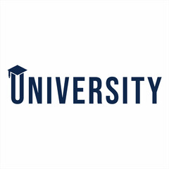 University word logo design with graduation cap on letter U.