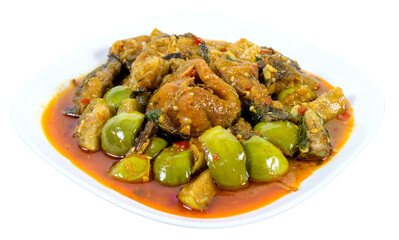 Spicy Fried Stir Catfish isolated