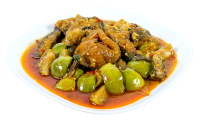 Spicy Fried Stir Catfish isolated