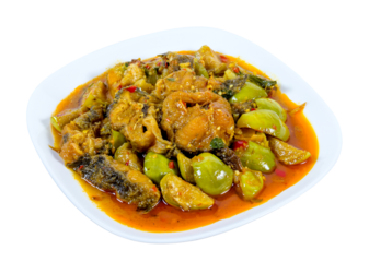 Spicy Fried Stir Catfish isolated