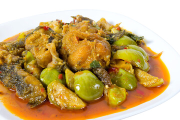 Spicy Fried Stir Catfish isolated
