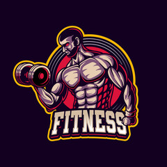 Gym and fitness club logo design, sport badge.