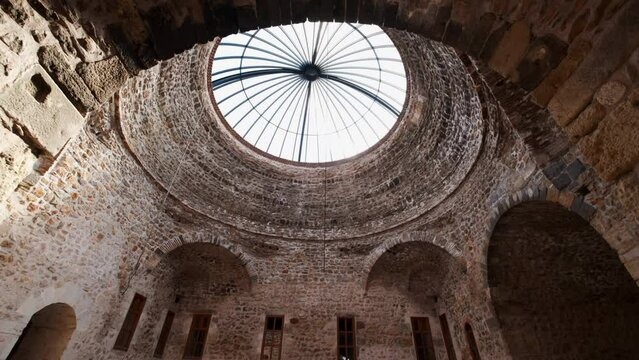 Close-up view of Yagibasan medresah in Tokat. 4K Footage in Turkey