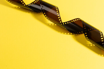 Film strip isolated on yellow background