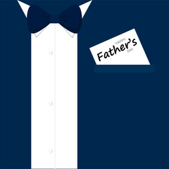 Square card for Father's Day. Classic man costume or smoking jacket with bow tie. Vector illustration - obrazy, fototapety, plakaty