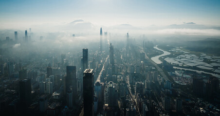 Fototapeta premium Aerial view of landscape in shenzhen city, China