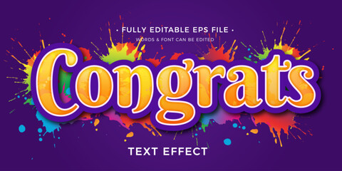 Congrats editable vector text effect	
