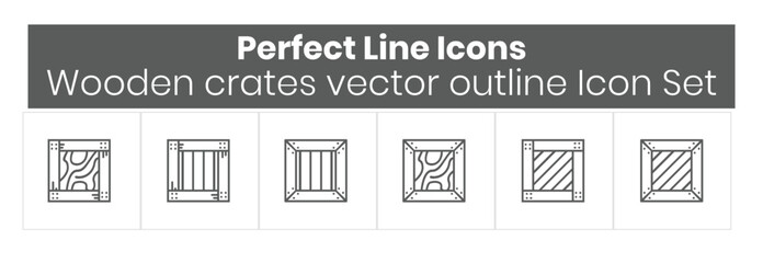 32. Wooden crates vector outline Icon Set