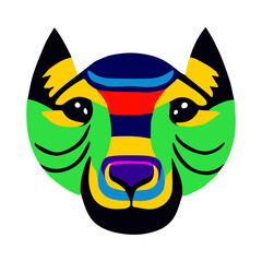 wolf colorful mask cartoon character isolated on white background