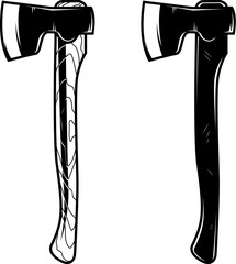 Illustration of the lumberjack axes. Design element for logo, label, sign, emblem. Vector illustration