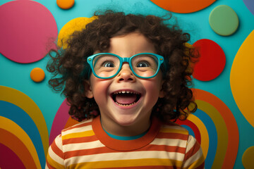 Fototapeta na wymiar illustration of a Hispanic boy wearing glasses / op art