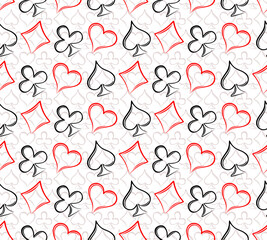 A Seamless Background with symbols of playing cards.
