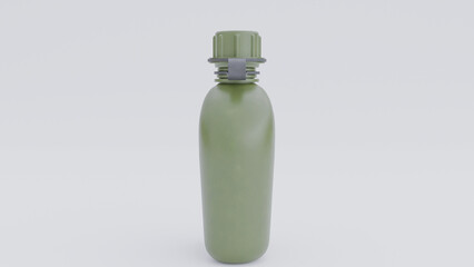 Side view green canteen military bottle on white background premium photo 3d render