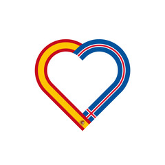 unity concept. heart ribbon icon of spain and iceland flags. PNG