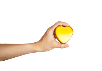 Gold heart hand holding transparent - 577297771