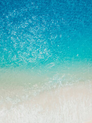Fototapeta na wymiar Tropical beach and blue ocean. Aerial view of holidays beach in Seychelles