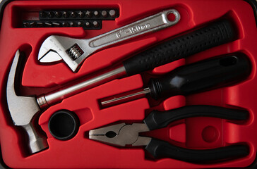 a set of tools in a suitcase