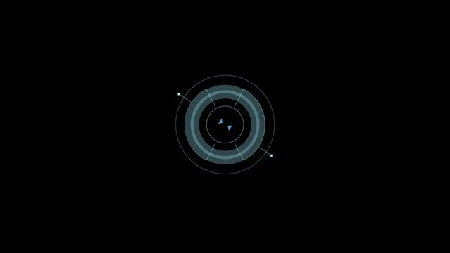 Blue HUD Circle User interface on isolated black background. Target searching scope and scanning element theme. Digital UI and Sci-fi circular. 4K motion graphic footage video