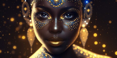Hübsche junge Afrikanerin Frau mit schönem Mauke-Up im Porträt, ai generativ