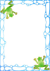 水紋とカエルの装飾素材／Watermark and frog decoration material