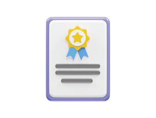 Certificate icon 3d rendering vector illustration