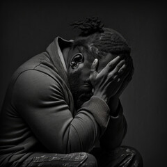 portrait of a sad black person, generative ai