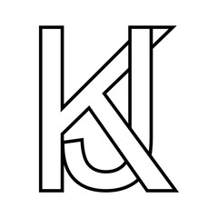 Logo sign kj jk, icon double letters logotype j k