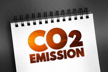 Co2 Emission text on notepad, concept background