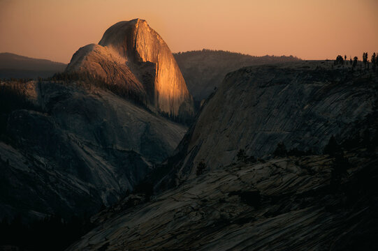 Half Dome at sunset in Yosemite National Park in California