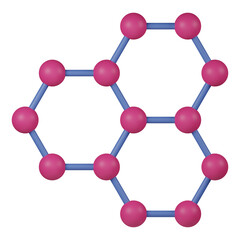 3d illustration of old pink purple blue graphene icon logo with transparent background