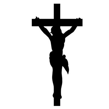 recommend clip art: God friday crucifixion Easter religious vector illustration - Black silhouette of crucifix cross with jesus, isolated on white background