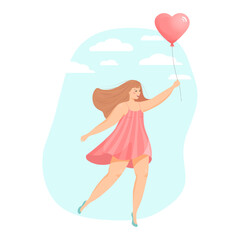 An overweight girl is happy with herself