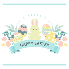 うさぎとイースターなイラスト素材　1:1 ベクター